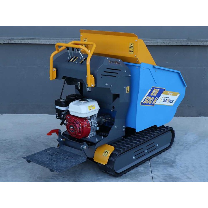 EM500H-Dump telaketjudumper, Honda GX200, 500 kg, hydraulinen kippilava