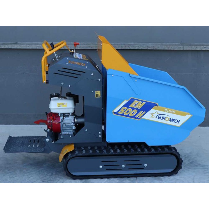 EM500H-Dump telaketjudumper, Honda GX200, 500 kg, hydraulinen kippilava