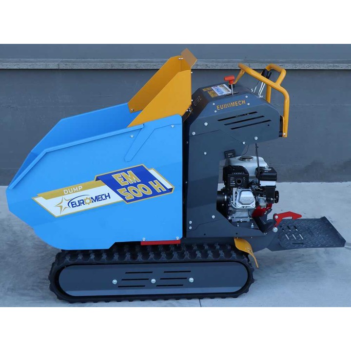 EM500H-Dump telaketjudumper, Honda GX200, 500 kg, hydraulinen kippilava