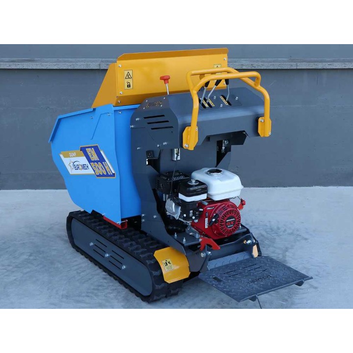 EM500H-Dump telaketjudumper, Honda GX200, 500 kg, hydraulinen kippilava