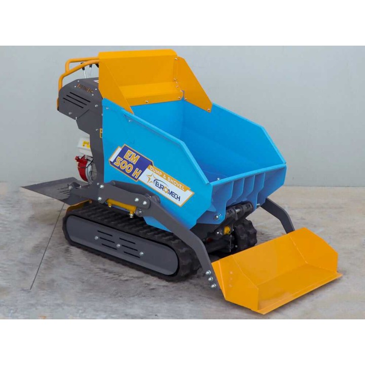 EuroMech EM500H-Dump & Shovel telaketjukuljetin, Honda GX200, 500 kg