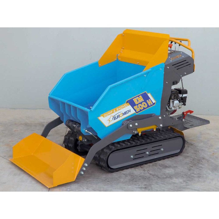 EuroMech EM500H-Dump & Shovel telaketjukuljetin, Honda GX200, 500 kg