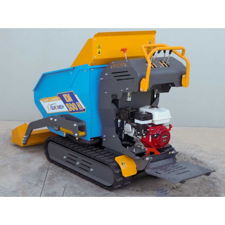 EuroMech EM500H-Dump & Shovel telaketjukuljetin, Honda GX200, 500 kg