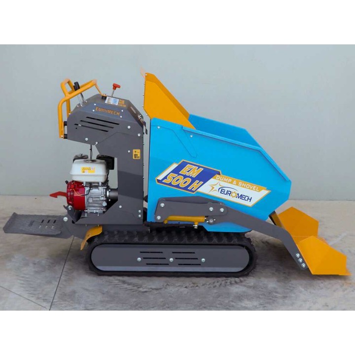 EuroMech EM500H-Dump & Shovel telaketjukuljetin, Honda GX200, 500 kg