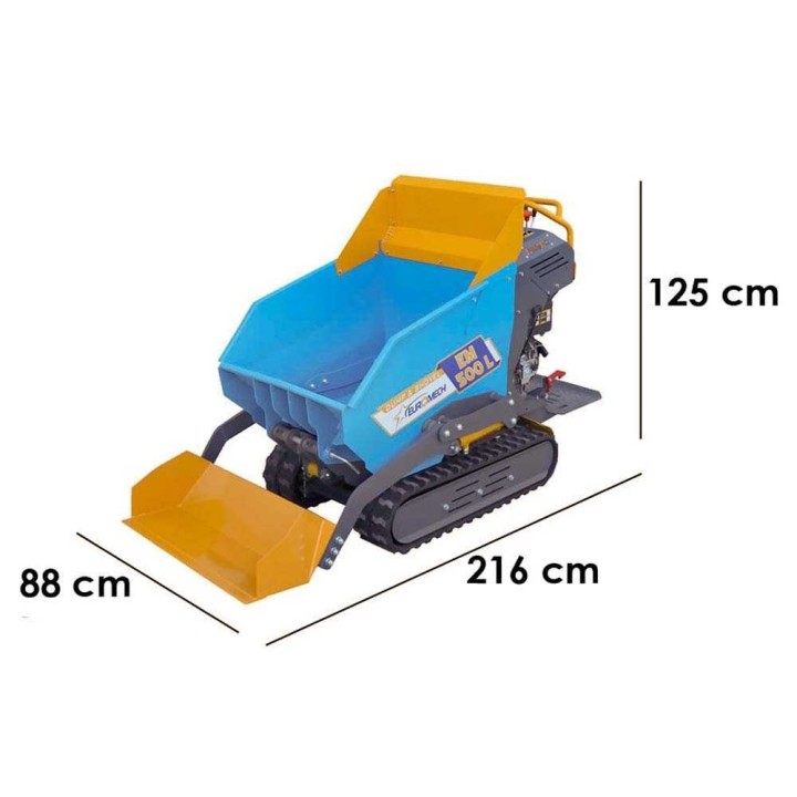 EM500L-Dump & Shovel hydraulinen telaketjudumper, 500 kg, 6,5 HP diesel, kuormauslapio