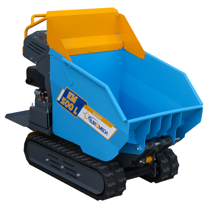 EM500L Dump telaketjukuljetin dumper lava 500 kg 6 5 HP diesel hydraulinen kippaus