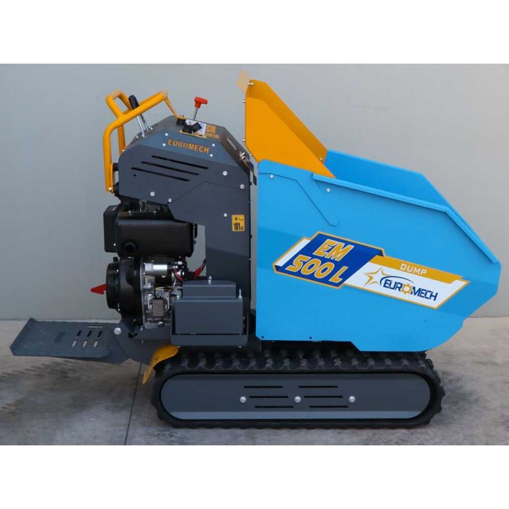 EM500L-Dump telaketjukuljetin, dumper-lava 500 kg, 6,5 HP diesel, hydraulinen kippaus