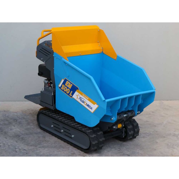 EM500L-Dump telaketjukuljetin, dumper-lava 500 kg, 6,5 HP diesel, hydraulinen kippaus