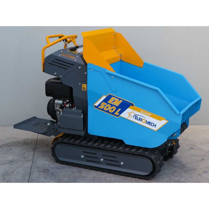 EM500L-Dump telaketjukuljetin, dumper-lava 500 kg, 6,5 HP diesel, hydraulinen kippaus