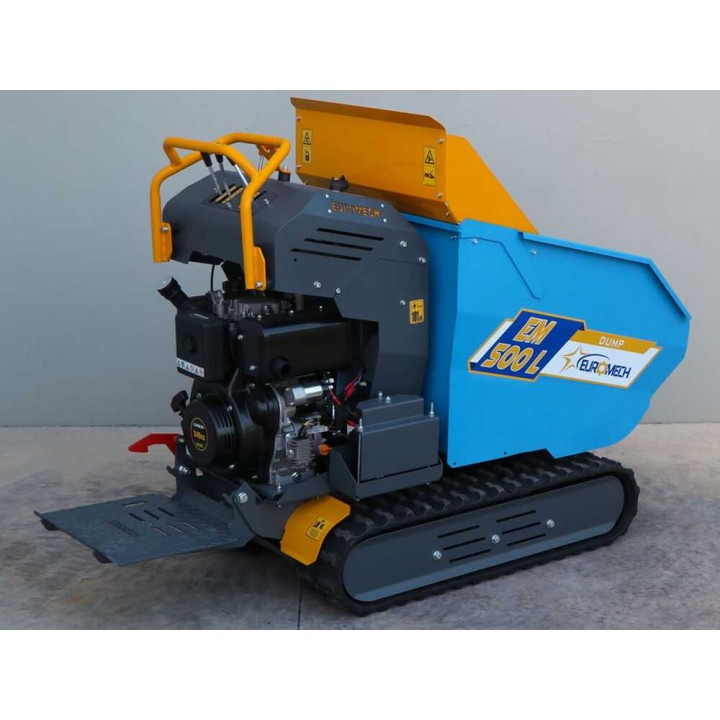 EM500L-Dump telaketjukuljetin, dumper-lava 500 kg, 6,5 HP diesel, hydraulinen kippaus