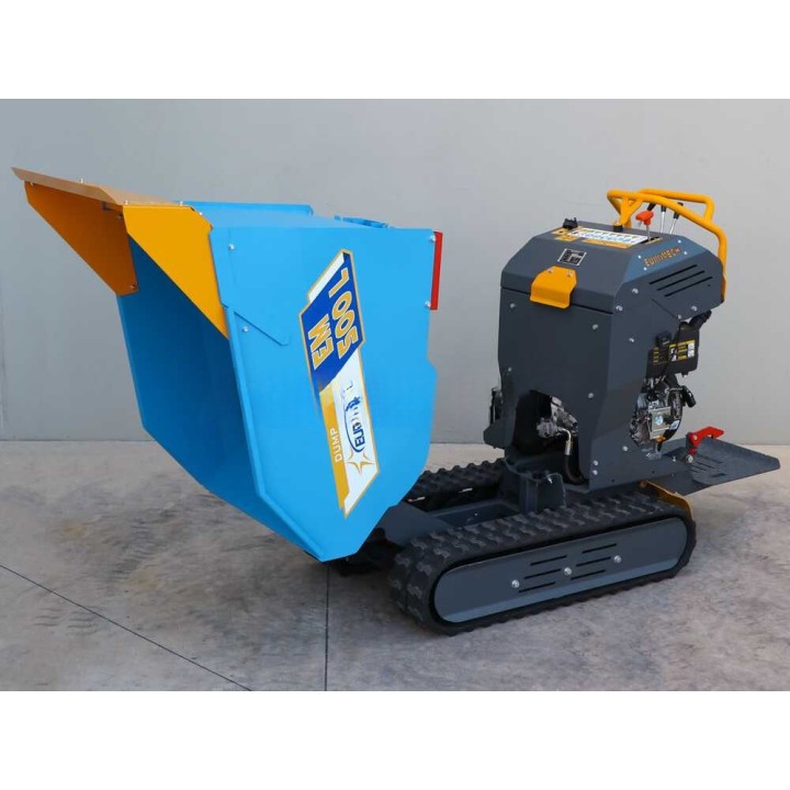 EM500L-Dump telaketjukuljetin, dumper-lava 500 kg, 6,5 HP diesel, hydraulinen kippaus