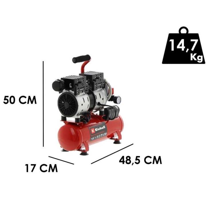 Einhell TE-AC 6 Silent öljytön kompressori, 0,75 HP, 6 l, 8 bar