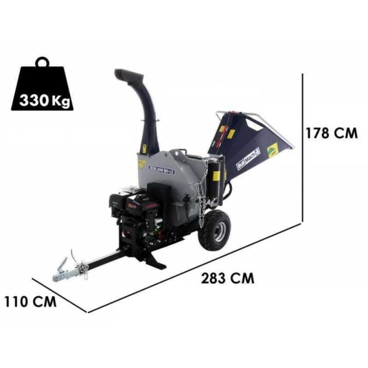 BullMach ZEUS 200 BH-LE biocippuri oksille, Loncin 420 cm³, 15 HP, sähkökäynnistys