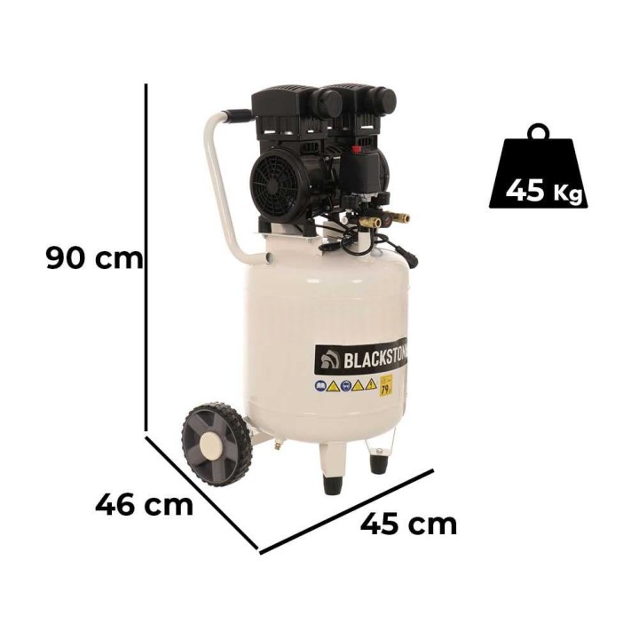 BlackStone V-SBC50-15 öljytön pystymallinen kompressori, 1,5 HP, 50 l, 10 bar