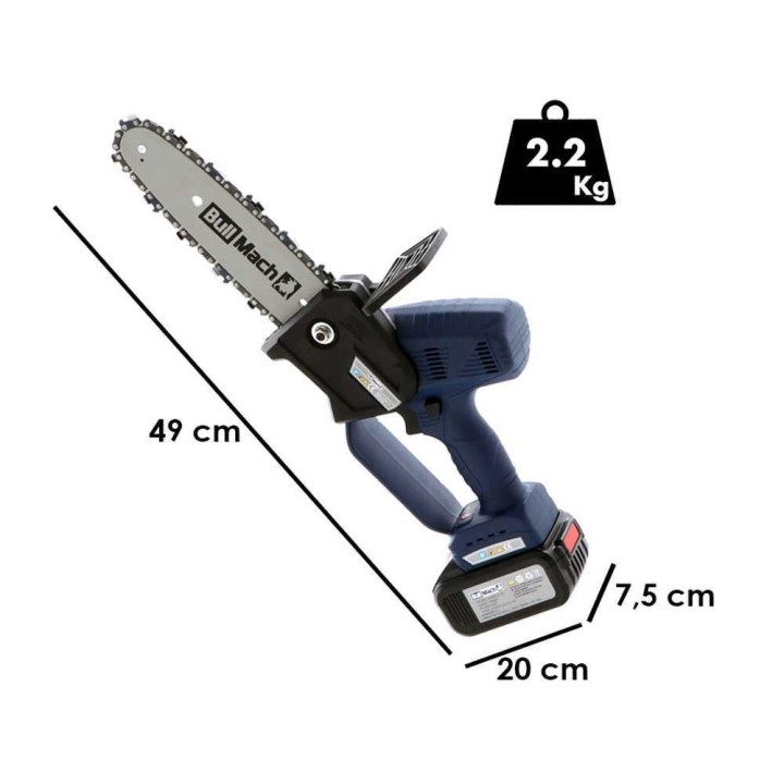 Bullmach Kairos 20 akkukäyttöinen oksasaha, 400 W, 21 V, 20 cm laskettava?