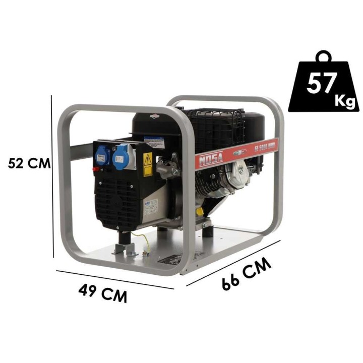 MOSA GE 5000 BBM bensiinikäyttöinen generaattori, 4,5 kW, 230 V, Briggs&amp;Stratton XR1450
