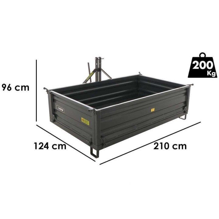 BlackStone B-TB 200 traktorin kuljetuslava, 700 kg, manuaalinen kallistus, 3 irrotettavaa laitaa