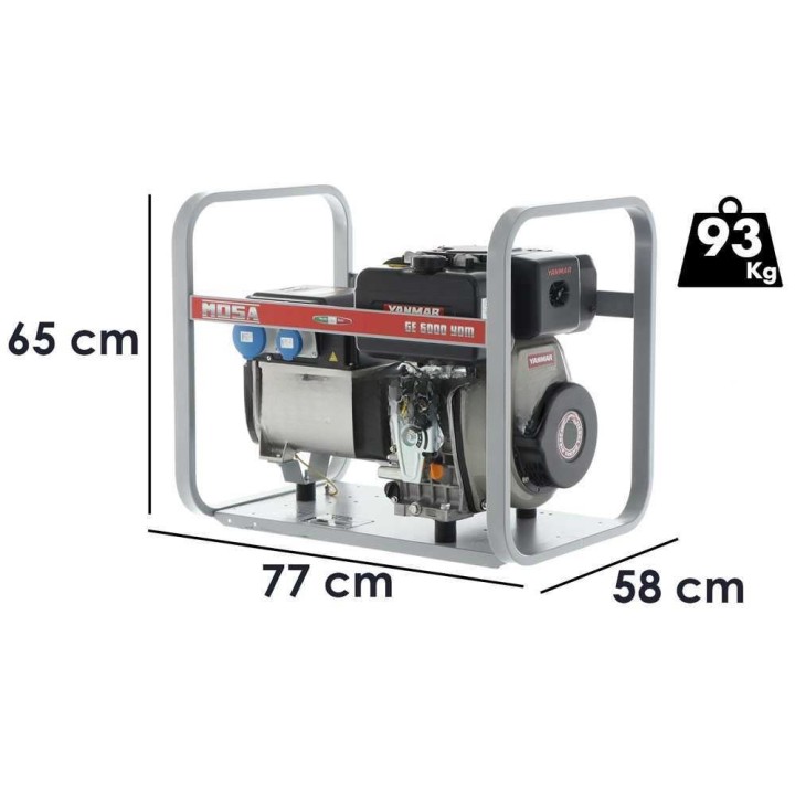 MOSA GE 6000 YDM dieselgeneraattori, 5,1 kW, 230 V, Yanmar L 100 N