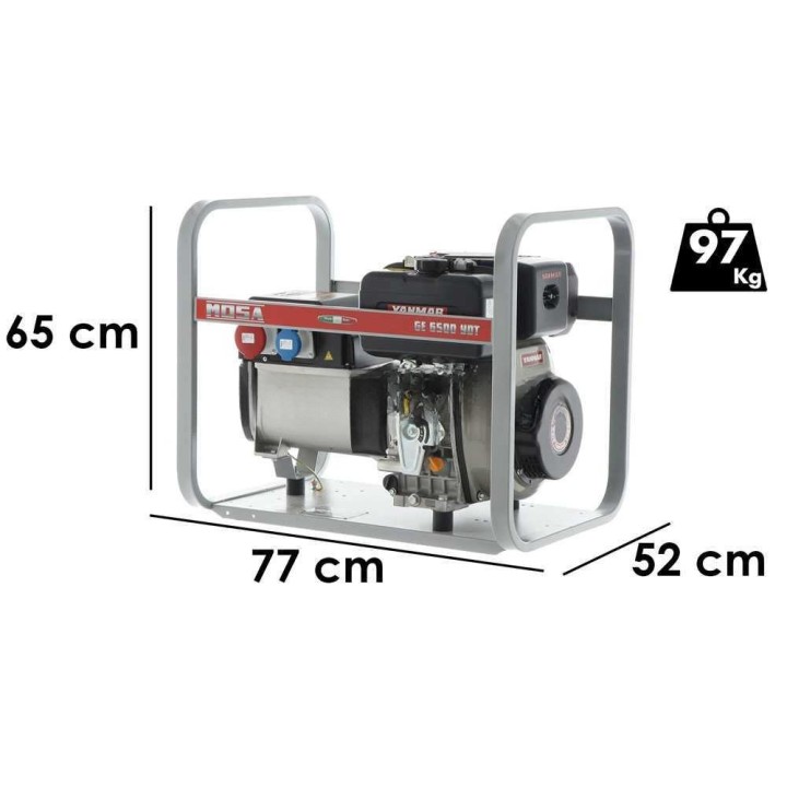 MOSA GE 6500 YDT dieselgeneraattori, 5,2 kW, kolmivaihe, Yanmar L 100 N
