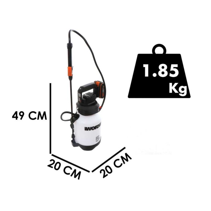 WORX WG829E akkukäyttöinen reppuruisku, 20 V, 5 l, 1,8 bar