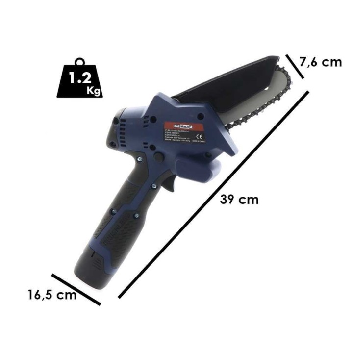 BullMach Kairos 10 akkukäyttöinen oksasaha, 252 W, 10 cm, 2 akkua