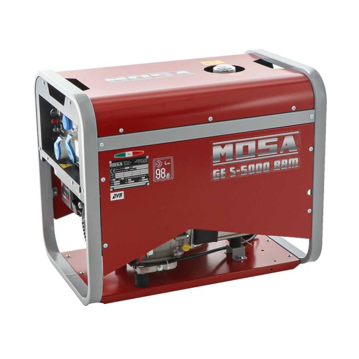 MOSA GE S-5000 BBM AVR EAS bensiinikäyttöinen generaattori, 4,5 kW, 230 V, AVR-valmius