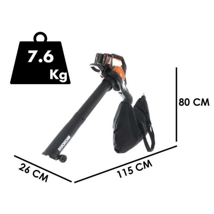 Worx WG583E 3-in-1-akkupuhallin, 2 × 20 V, 4 Ah