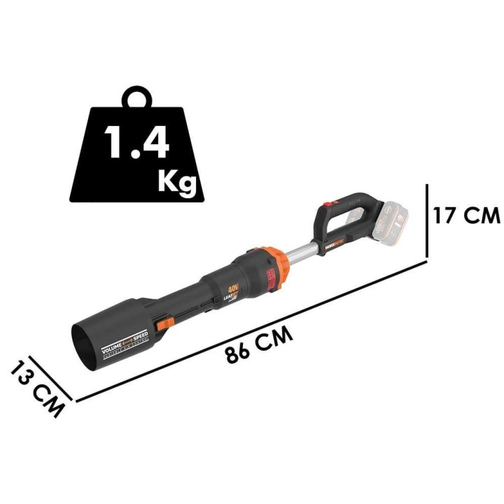 Worx NITRO WG585E.9 -akkupuhallin, 40 V, ilman akkua ja laturia