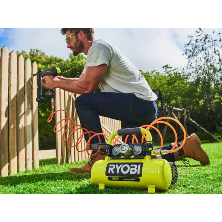 Ryobi R18AC-0 akkukompressori, 18 V, 8,3 bar, 3,8 l, ilman akkua ja laturia