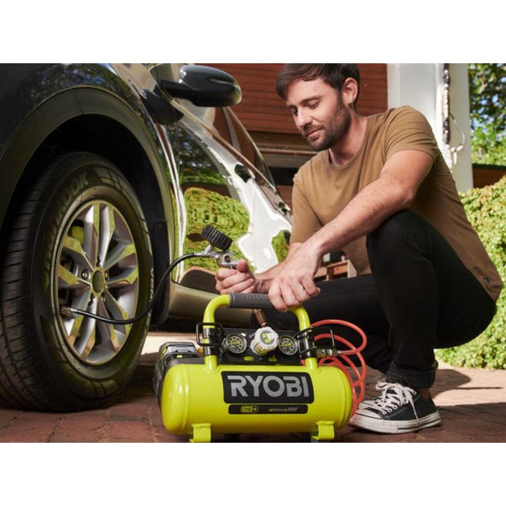Ryobi R18AC-0 akkukompressori, 18 V, 8,3 bar, 3,8 l, ilman akkua ja laturia