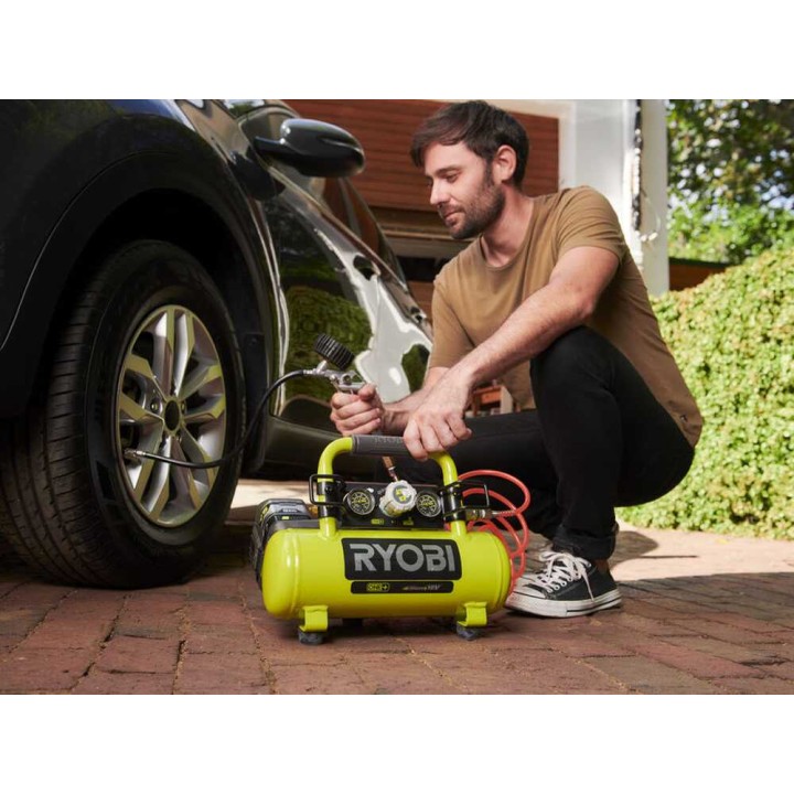 Ryobi R18AC-0 akkukompressori, 18 V, 8,3 bar, 3,8 l, ilman akkua ja laturia