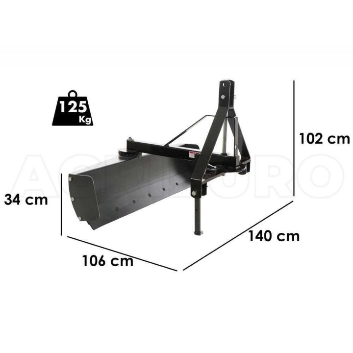 Blackstone B-GB 140 tasausterä traktorille, 140 cm, 360° kääntö Mekaniikka
