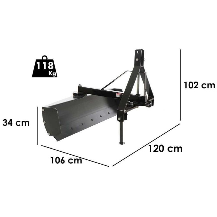 Blackstone B-GB 120 tasoitusterä traktoriin, 120 cm, 360° kääntö