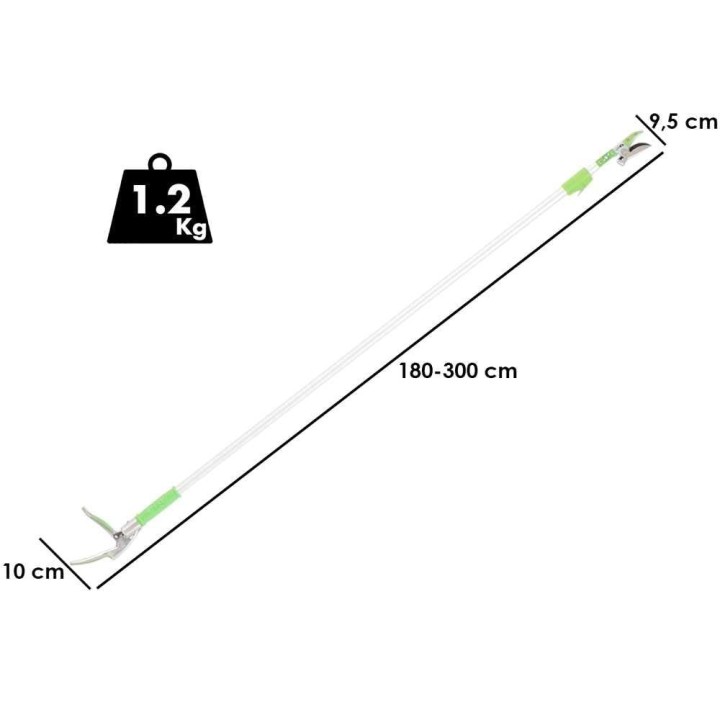 Verdemax teleskooppileikkuri korkeille oksille, 180–300 cm, 25 mm