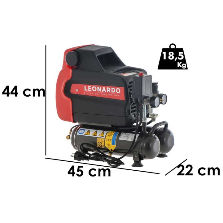 FIAC Leonardo hiljainen öljytön kompressori, 1 HP, 6 l, 230 V
