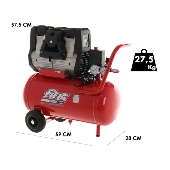FIAC Super Silent 24 XS258 öljytön sähkökompressori, 2 HP, 24 l