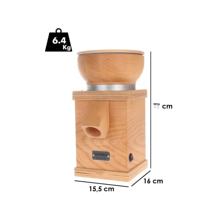 Schnitzer Cerealo 100 kivimylly, 250 W, pyökkivanerinen runko
