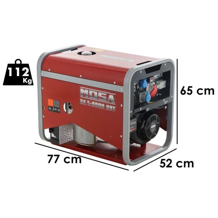 MOSA GE S-8000 BBT AVR EAS bensiinikäyttöinen kolmivaihegeneraattori, 6,4 kW, 400 V