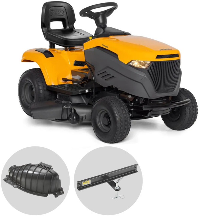 Stiga Tornado 398 ajoleikkuri sivulle purkava bioleikkuu 16 HP 98 cm
