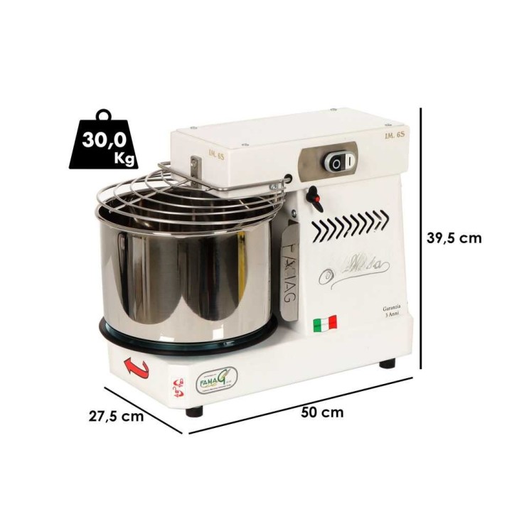 Famag IM 6S/230 1 nopeus - spiraalitaikinakone, 6 kg, nostettava pää