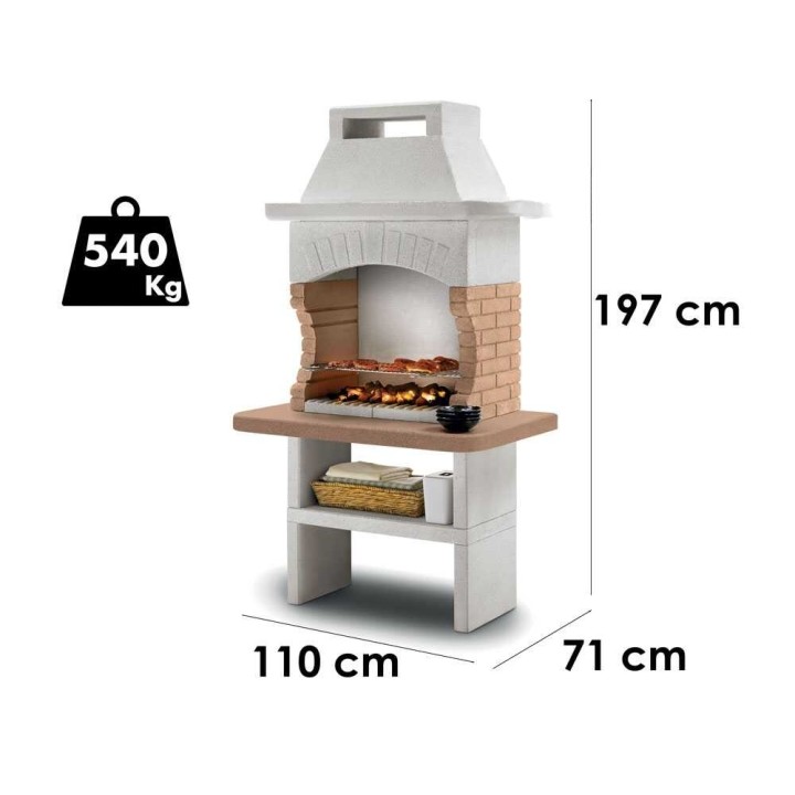 Palazzetti Gran Canaria muurattu puu- ja hiiligrilli, 68 × 40 cm, 540 kg