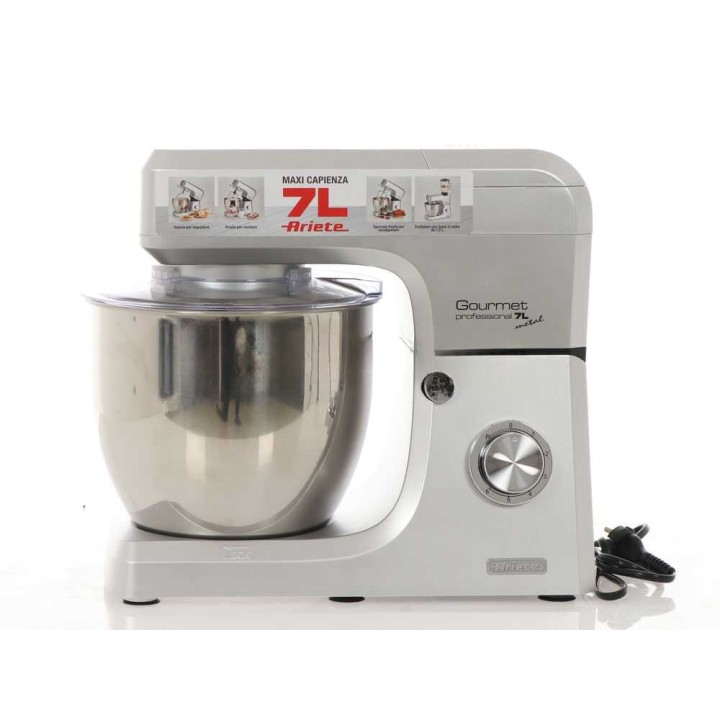 Ariete Gourmet Professional Metal -planetaarinen taikinakone ja tehosekoitin, 7 l, 1 200 W