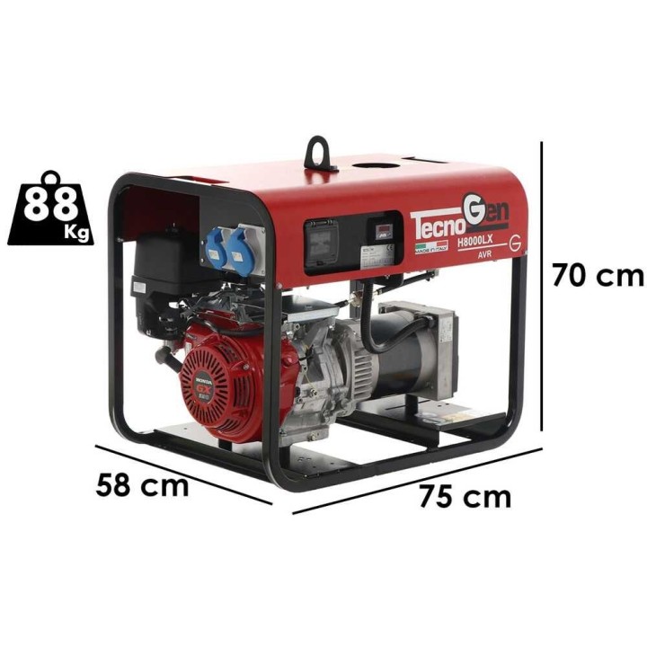 TecnoGen H8000LX bensiinikäyttöinen generaattori, 5,8 kW, 230 V
