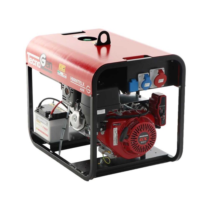 TecnoGen H8000TELX kolmivaiheinen bensiinikäyttöinen generaattori, 6 kW, sähkökäynnistys