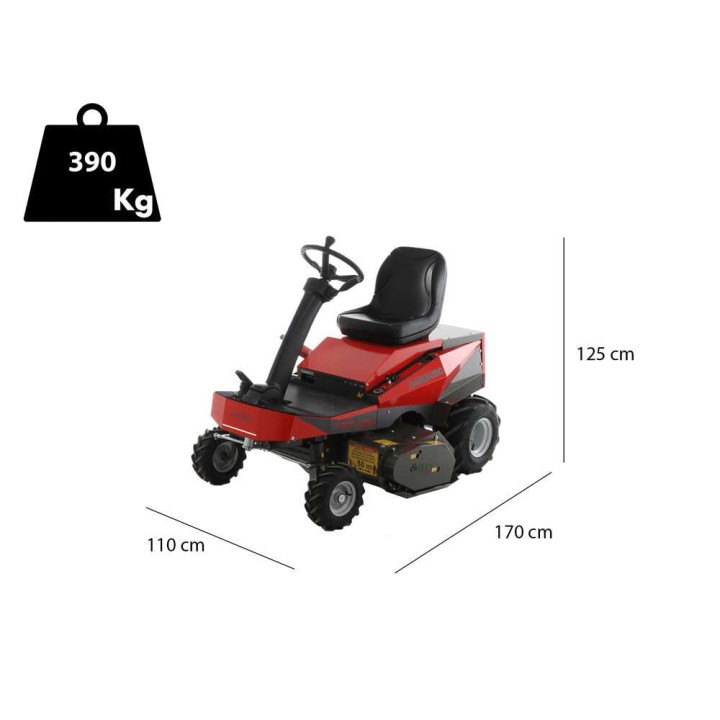 CaRINO sähkötraktorimurskain, 48 V, 200 Ah, 110 cm, 11 kW