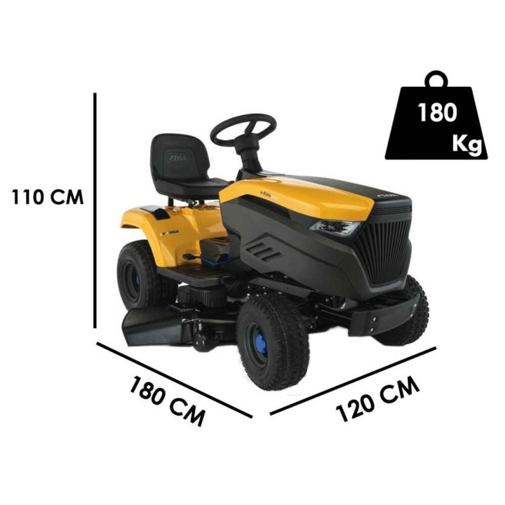 Stiga e-Ride S300 akkukäyttöinen ajoleikkuri, 48 V, 98 cm, silppuamisleikkaus