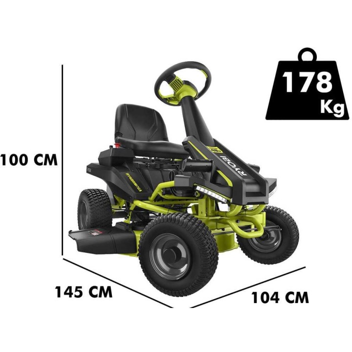 Ryobi RY48RM76A akkukäyttöinen ruohonleikkuriratsastaja, 48 V, 76 cm, 2-in-1