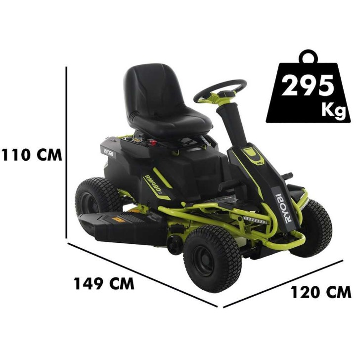 Ryobi RM480E akkukäyttöinen ajettava ruohonleikkuri, 96 cm, 48 V