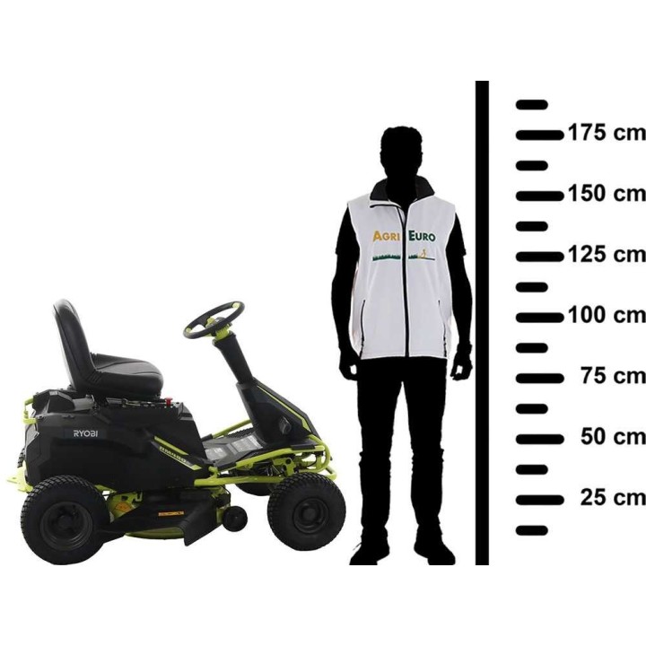 Ryobi RM480E akkukäyttöinen ajoleikkuri, 48 V, 96 cm, sivullepuhallus ja bioleikkuu