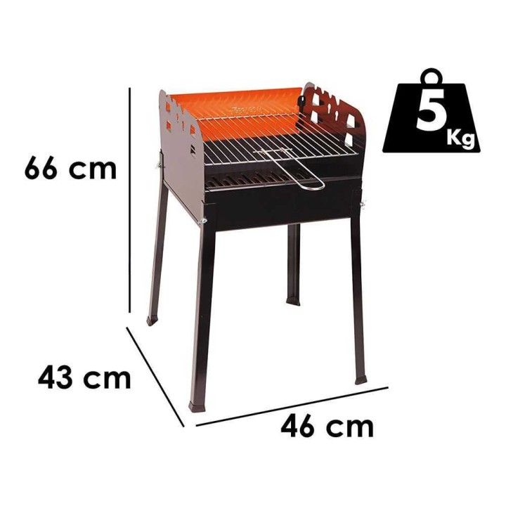 Ferraboli Ciao hiiligrilli, 35 × 35 cm, kromattu ritilä, 2 grillauskorkeutta